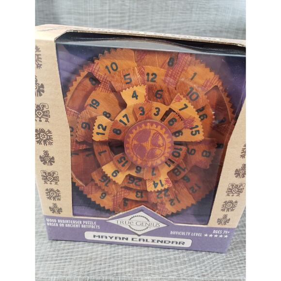 TRUE GENIUS MAYAN CALENDAR WOOD BRAINTEASER PUZZLE - Picture 2 of 5